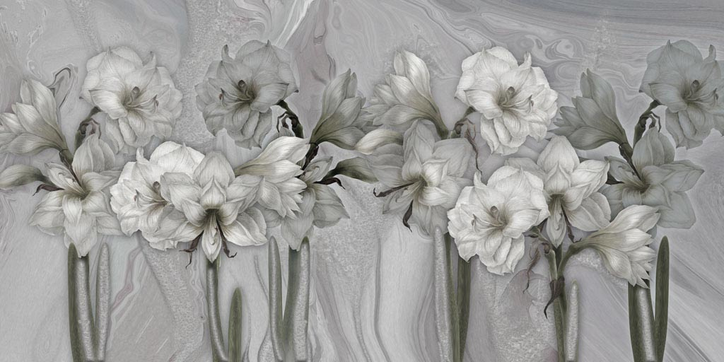 Фотообои Винтажные серые цветы