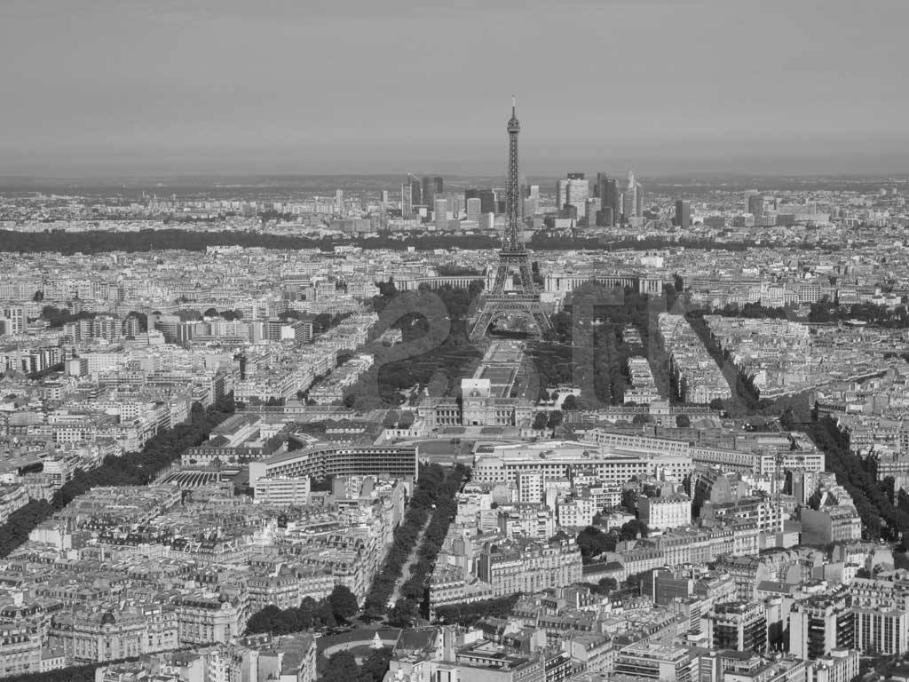 Фотообои Вид Парижа сверху черно белый